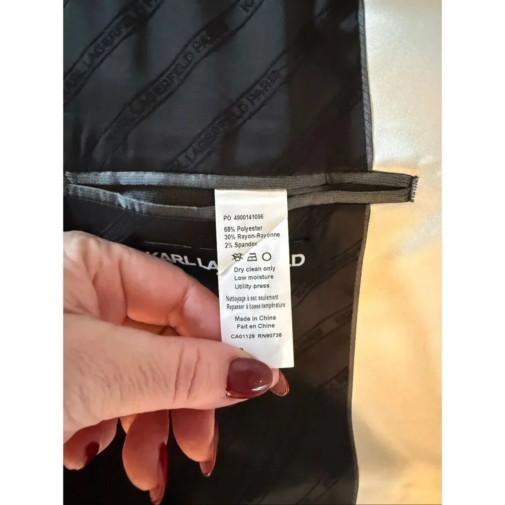 Karl Lagerfeld Black & Cream Satin Tuxedo Jacket sz 48R EUC